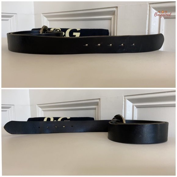 Authentic Dolce & Gabbana Black Leather Gold/Silver D&G Logo Buckle Belt 105/42 - Picture 12 of 13